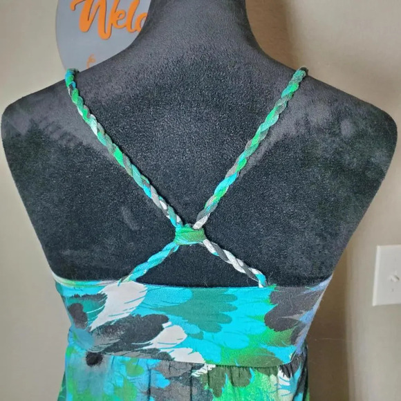 Mudd Cottony Twisted Strap Floral Tank Top Juniors Size Small Green Blue Black - Picture 4 of 14